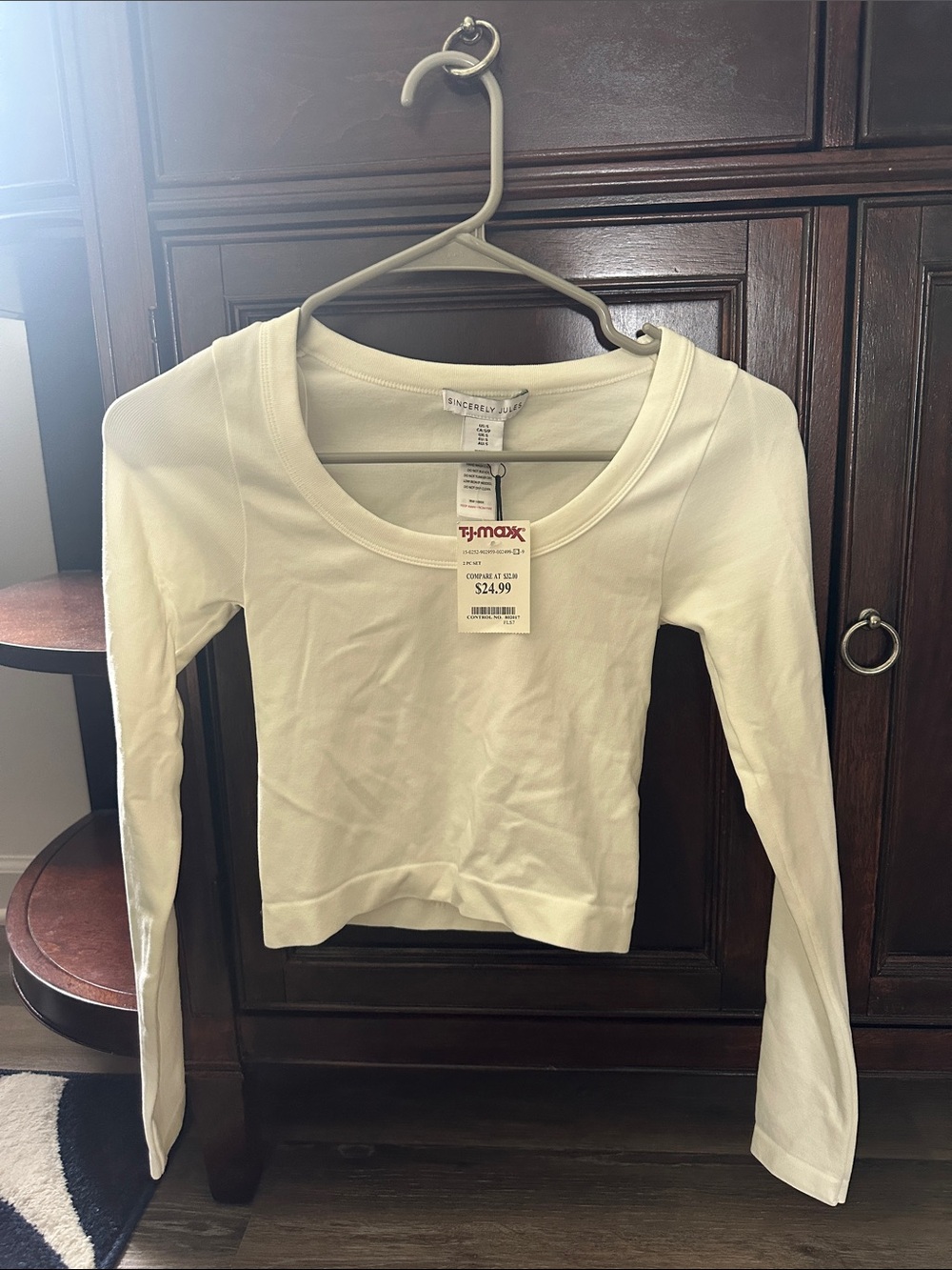 Sincerely Jules Cream Scoop Neck Long Sleeve Top